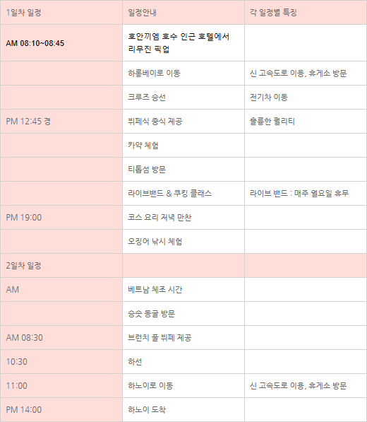 [하롱베이] 앰바사더 1박2일 크루즈+왕복 리무진 차량 포함 #투어형